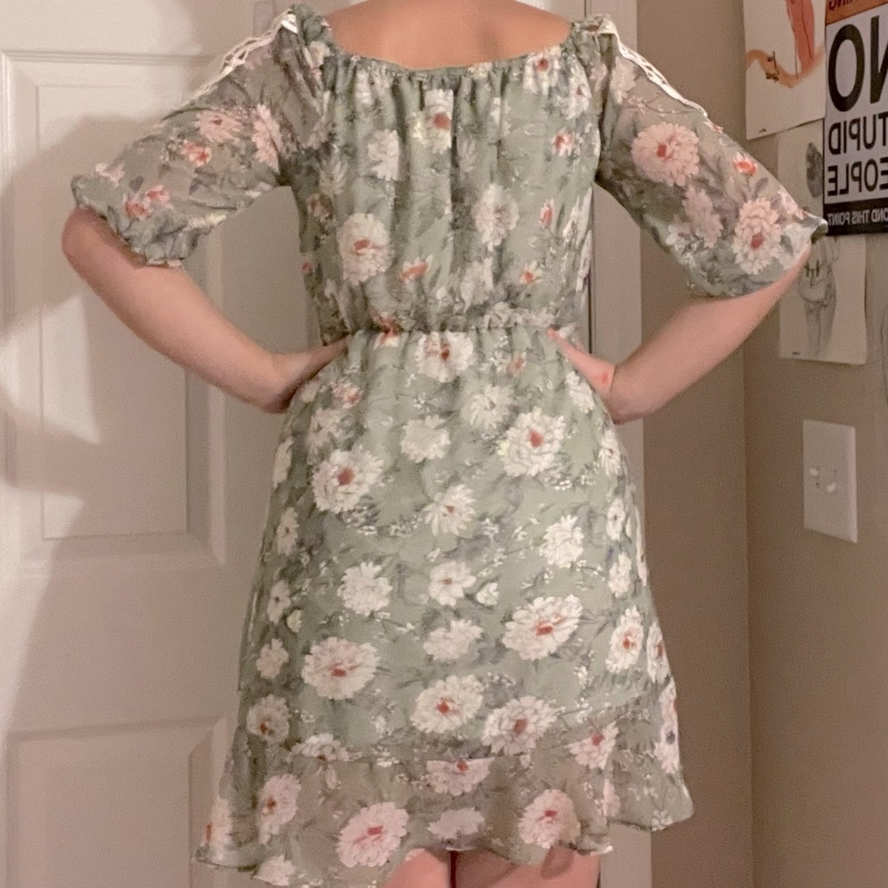 Green floral dress